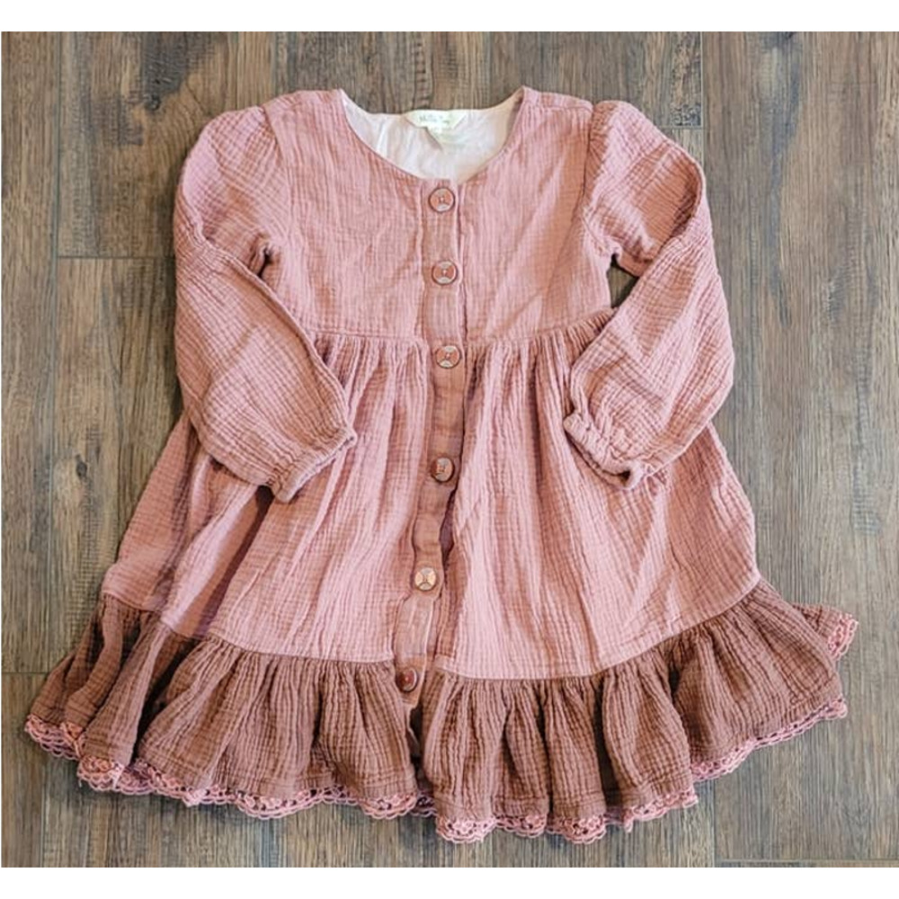 Matilda Jane Just Imagine Veda Girls Crinkle Knit Color Block Dress Cedar Size 6